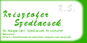 krisztofer szedlacsek business card